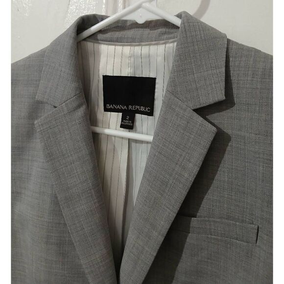 Banana republic womens size 2 fine wool All Seaon blazer jacket gray - Picture 2 of 7